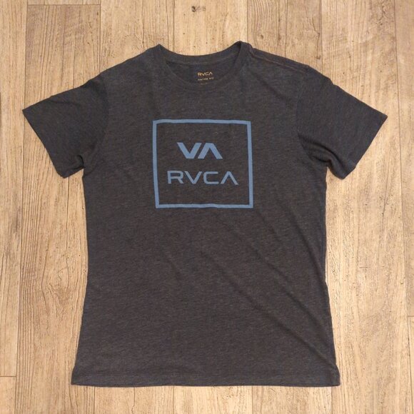 RVCA Mens Medium Heather Gray Short Sleeve T-Shirt Spellout Logo Crew Neck - Picture 4 of 7